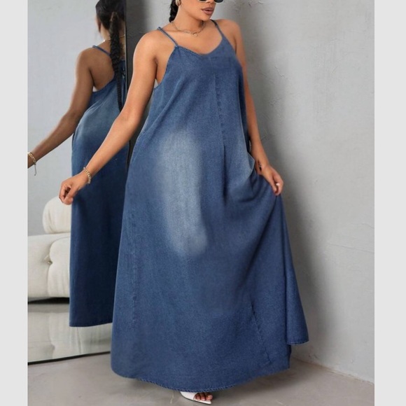 Plus size denim cami maxi dress - Picture 3 of 5
